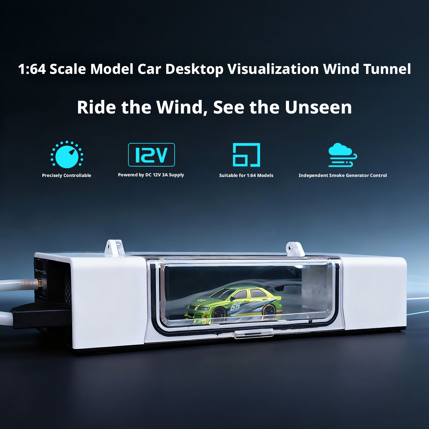 WIND CHASER Desktop Wind Tunnel Model 1:64 Car Model Wind Tunnel Wind Tunnel Simulator